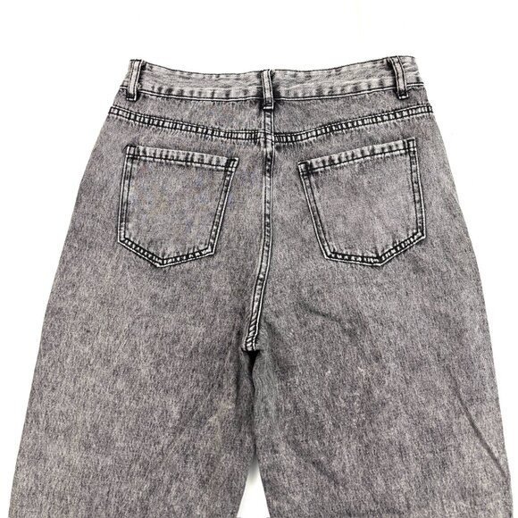 Shein Distressed Raw Hem Straight Leg Women's size L Acid Wash Black Denim jeans - Picture 4 of 4